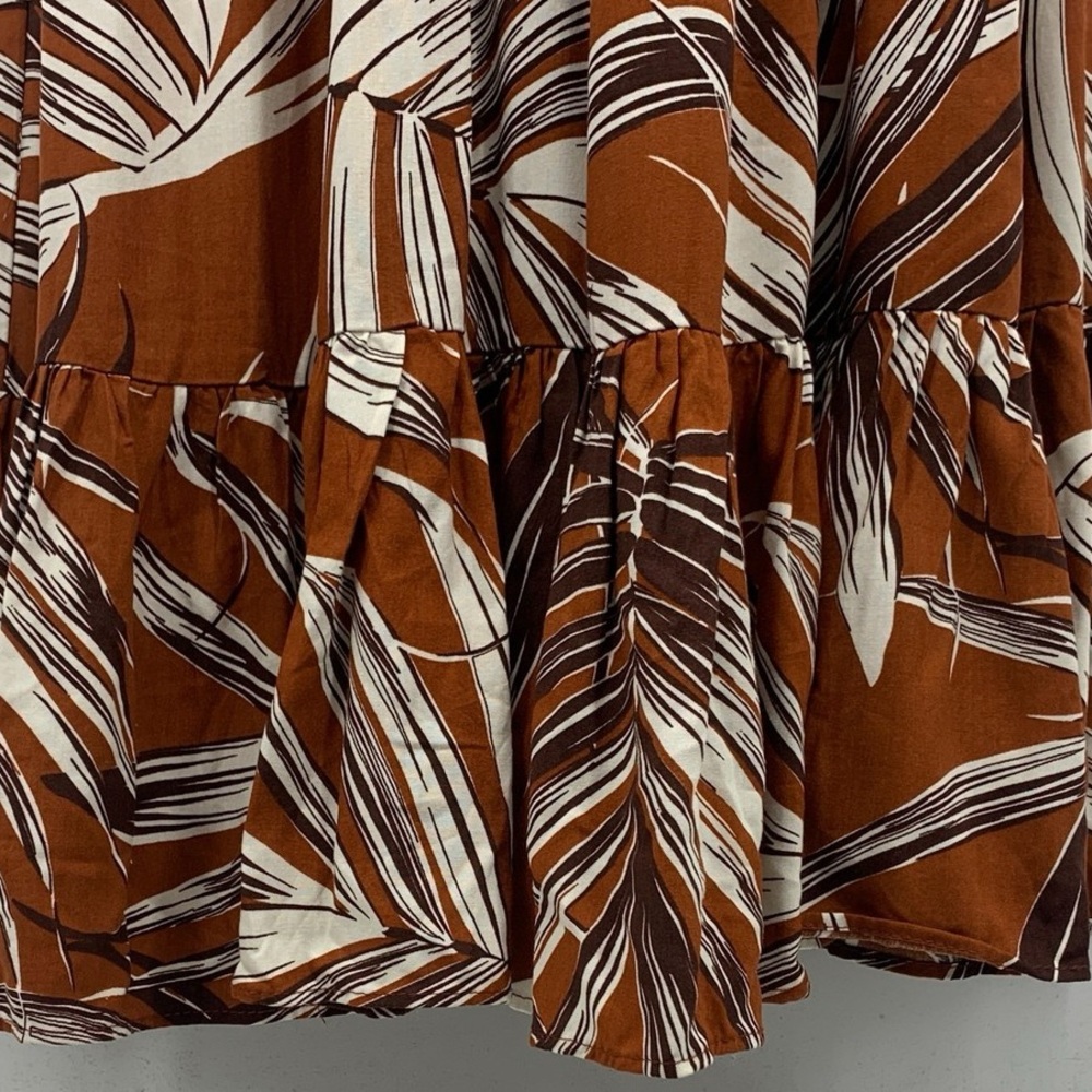 1. State Brown and White Leaf Print Maxi Dress - Picture 2 of 8